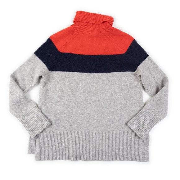 COURT & ROE red navy grey color block turtleneck sweater size S - Picture 3 of 11